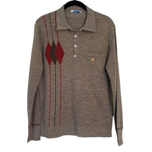 Montagut Paris International Polo Sweater Sz 4 Medium Abstract Wool